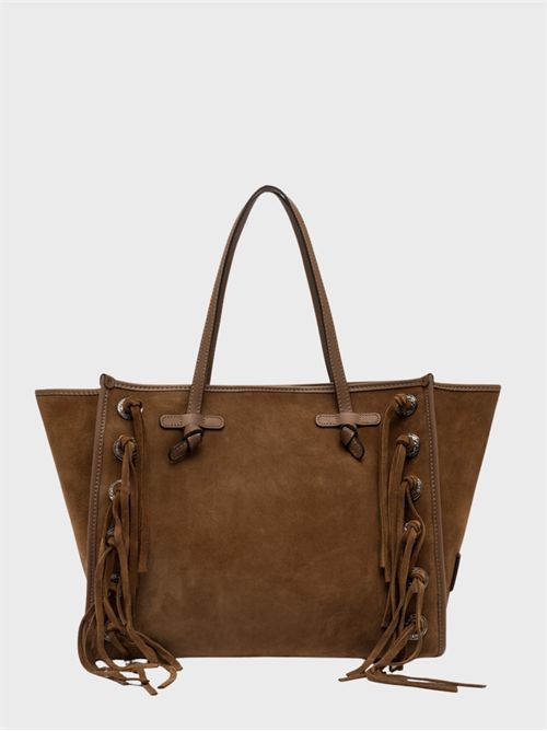 Shopping bag in pelle scamosciata con frange e borchie GIANNI CHIARINI MARCELLA | BS12080CMFRCOGNAC